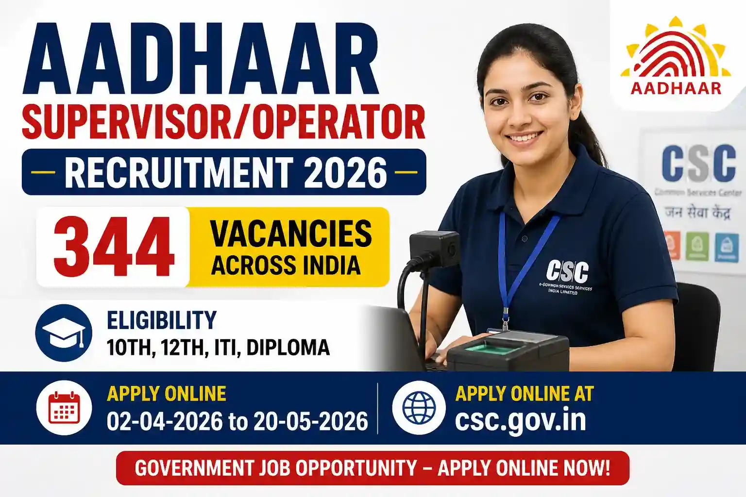 Aadhaar Supervisor Operator Recruitment 2026