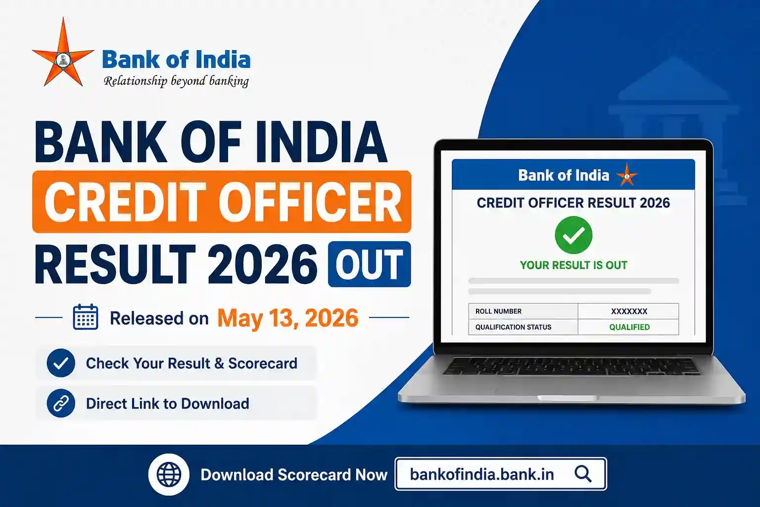 Bank Of India Credit Officer Result 2026