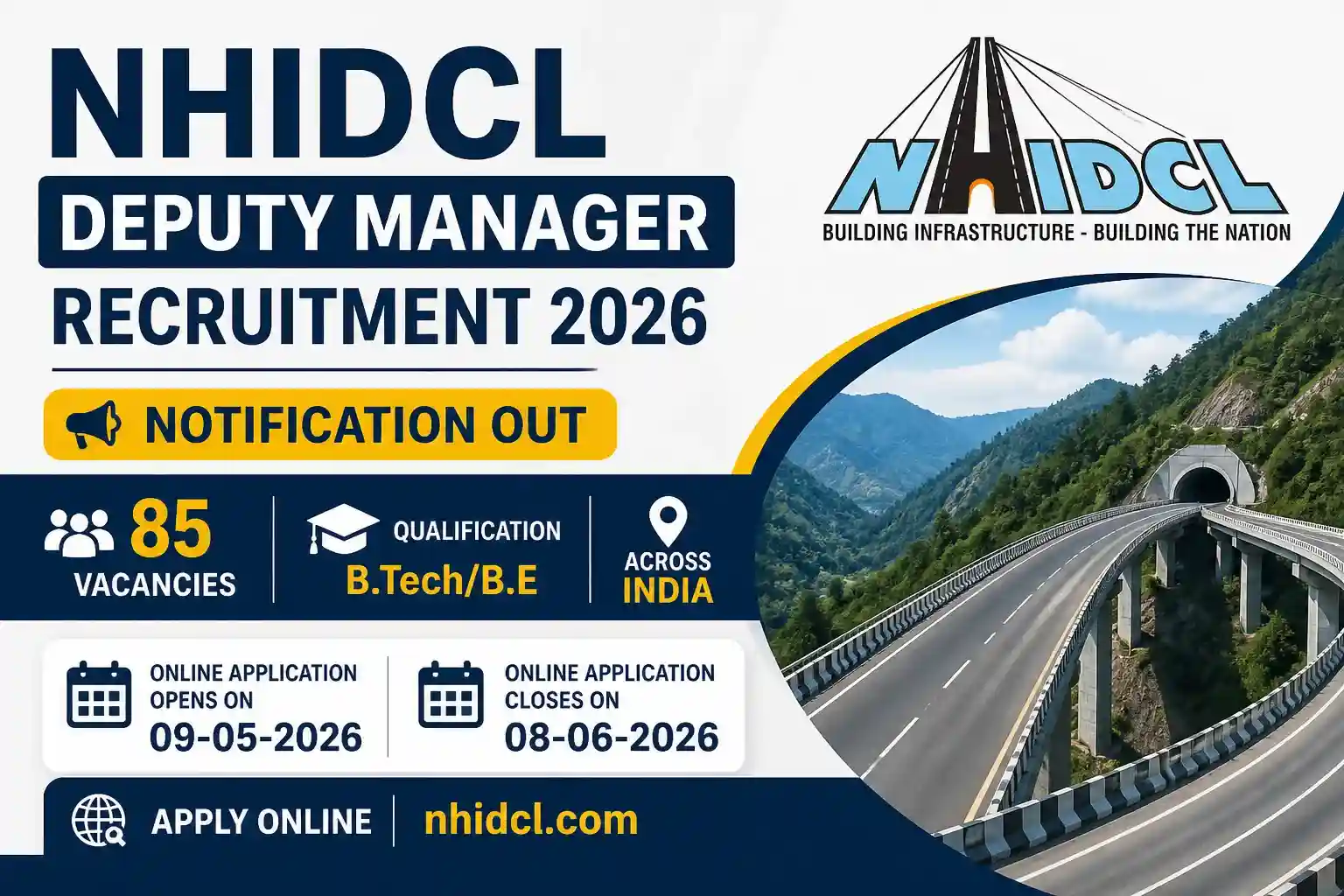 NHIDCL Deputy Manager Recruitment 2026