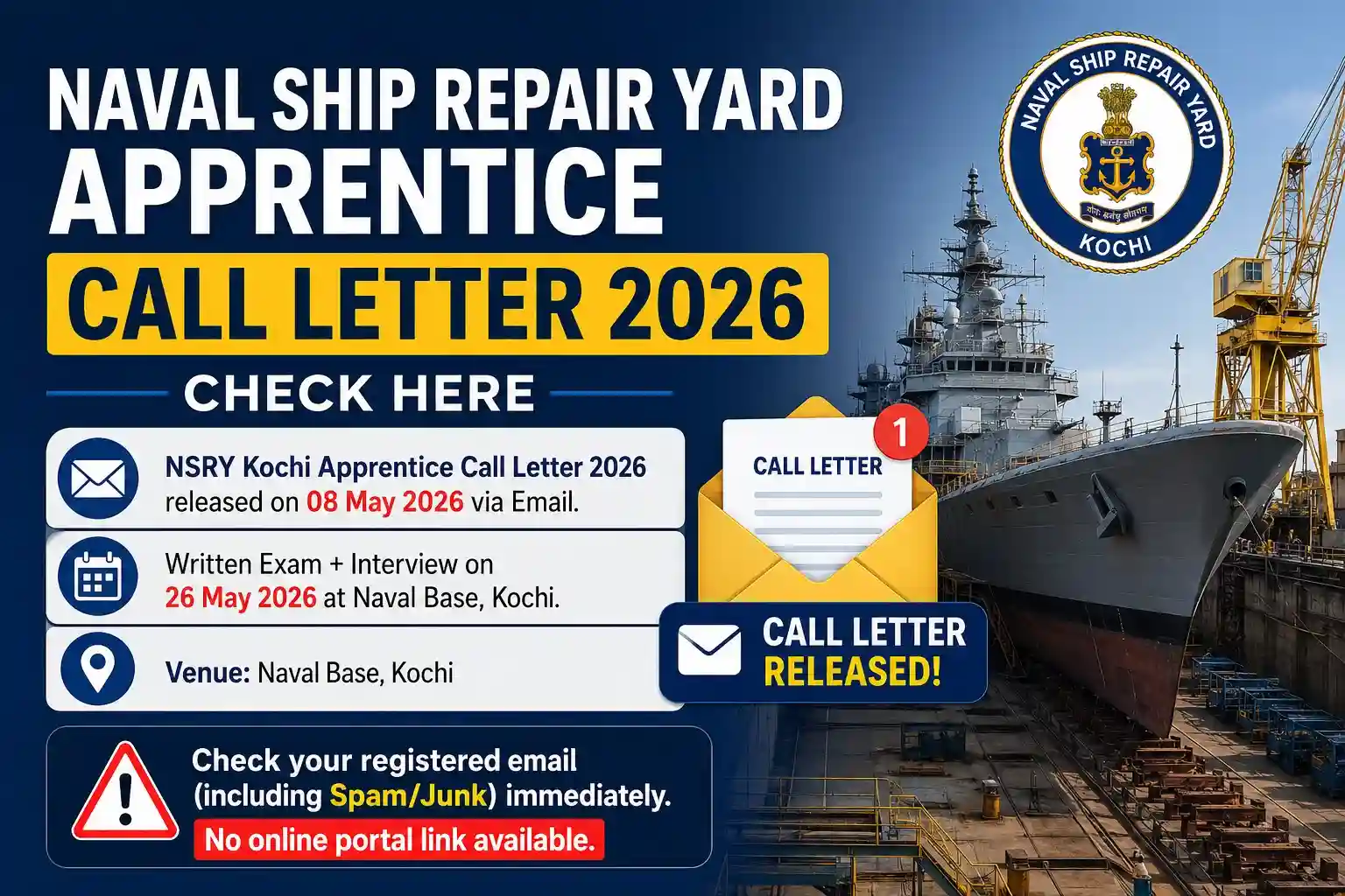 Naval Ship Repair Yard Apprentice Call Letter 2026