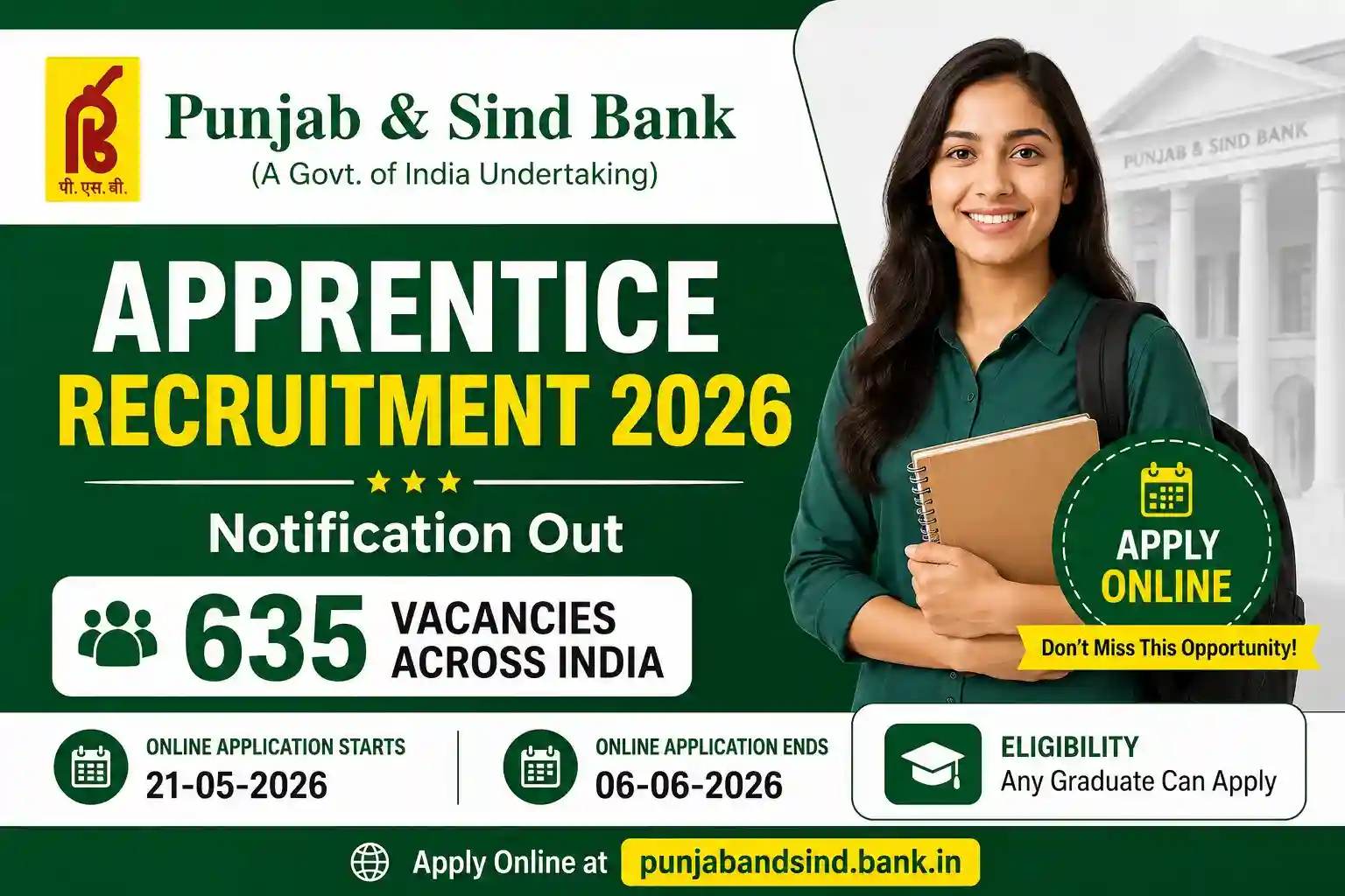 Punjab & Sind Bank Apprentice Recruitment 2026