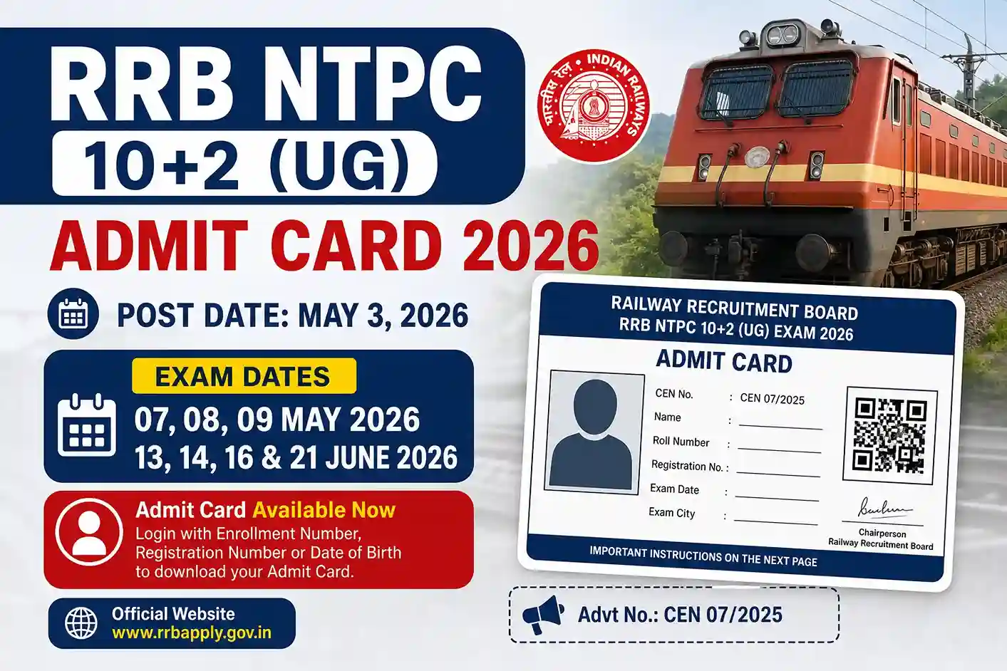 RRB NTPC Admit Card 2026