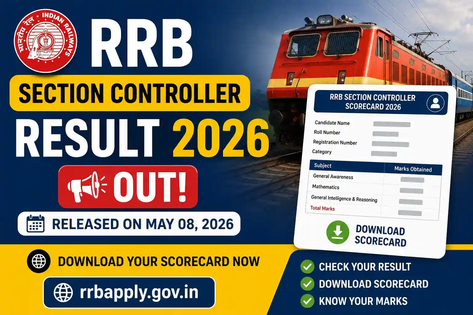 RRB Section Controller Result 2026