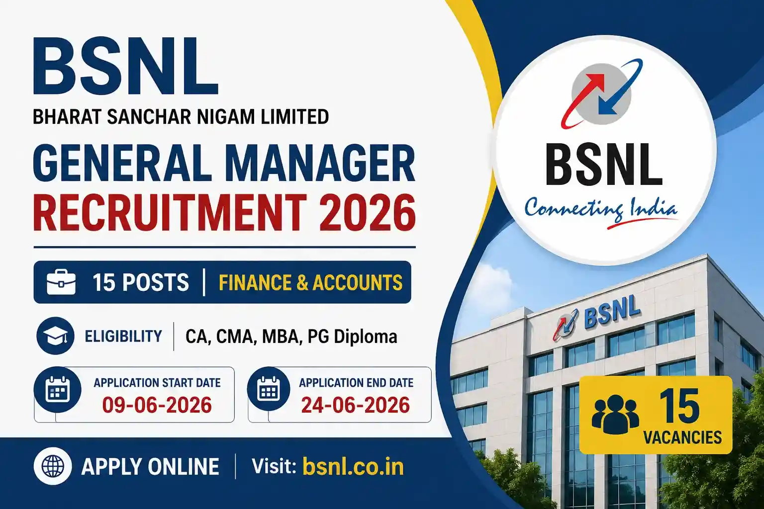 BSNL General Manager Recruitment 2026