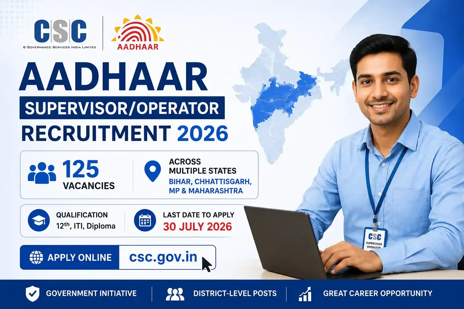 CSC Aadhaar Supervisor Operator Recruitment 2026