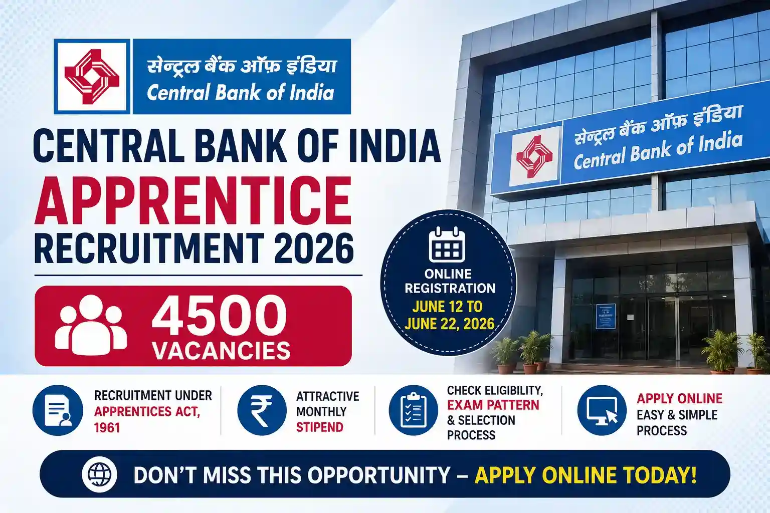 Central Bank of India Apprentice Recruitment 2026