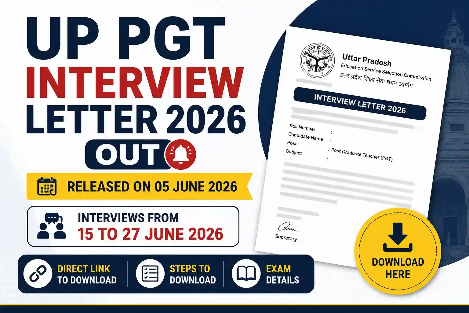 UP PGT Interview Letter 2026