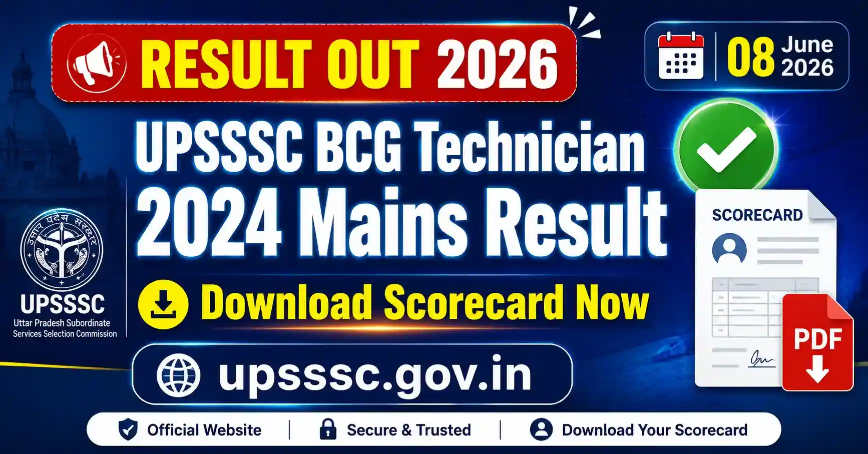 UPSSSC BCG Technician Result 2024