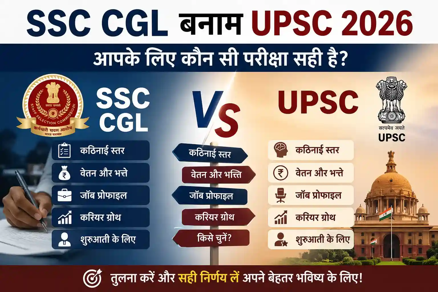 एसएससी सीजीएल बनाम यूपीएससी