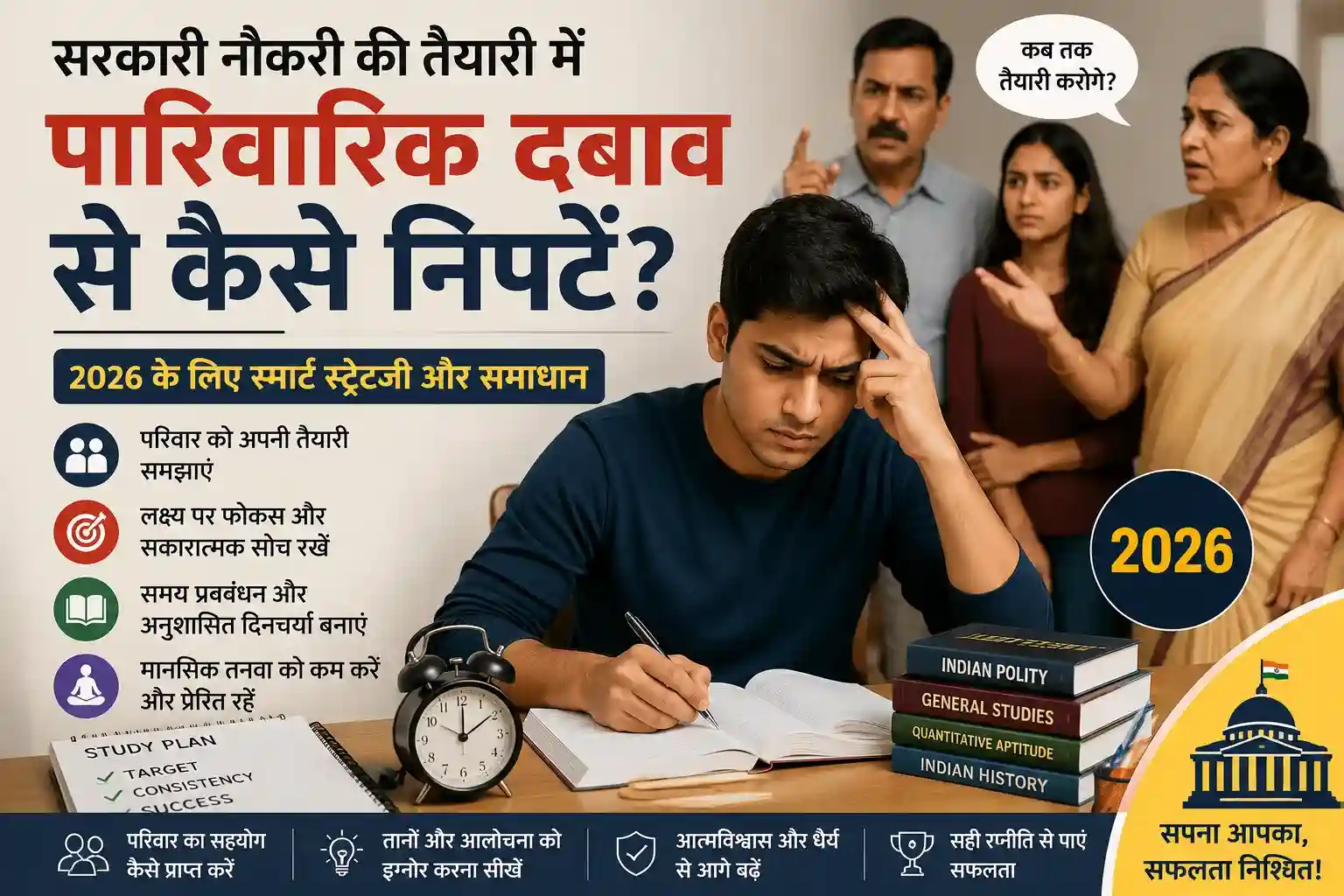 सरकारी नौकरी की तैयारी में पारिवारिक दबाव