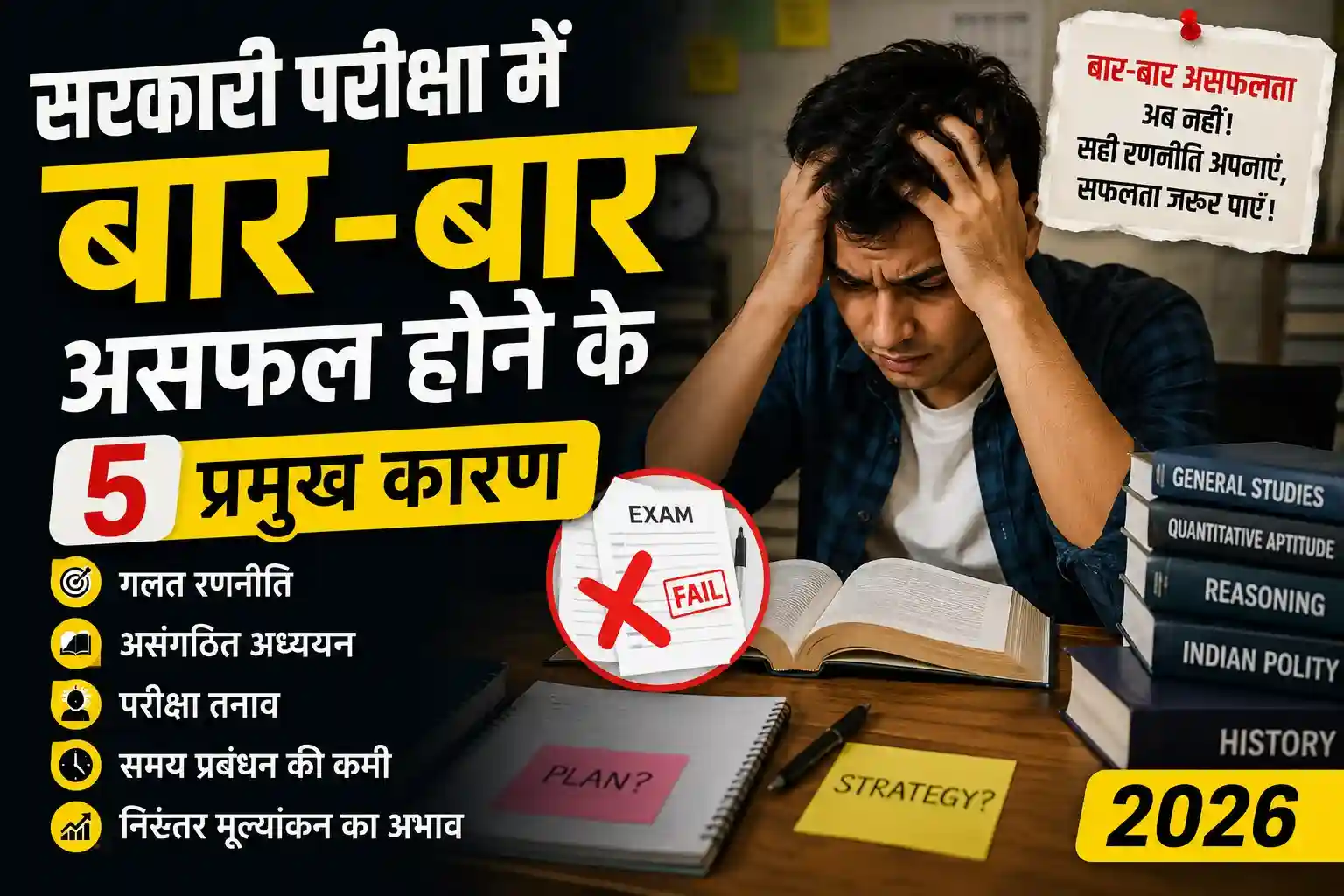 सरकारी परीक्षा में बार-बार असफलता के कारण