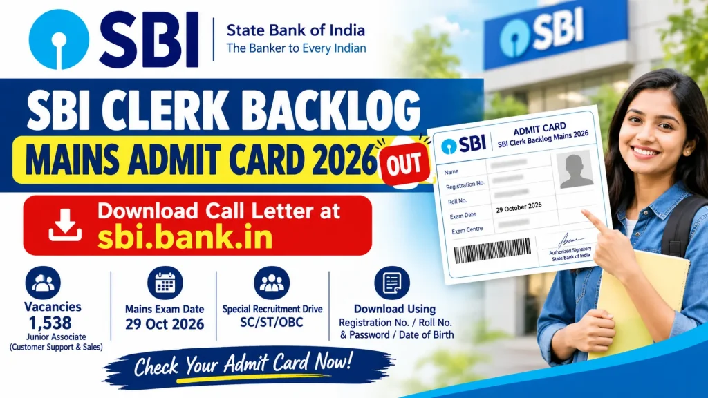 SBI Clerk Backlog Mains Admit Card 2026